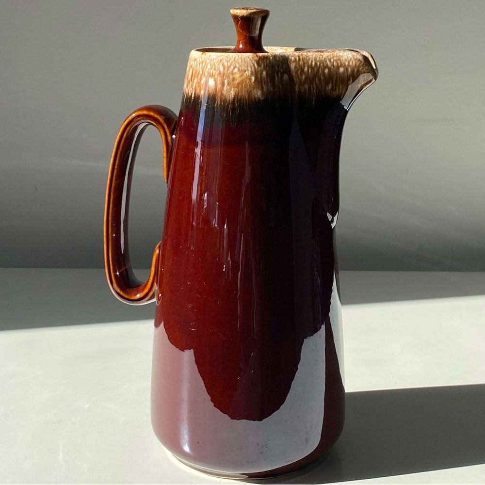 Vintage Hull Pottery Brown Drip Glaze Coffee Pot - 10” - Oven Proof